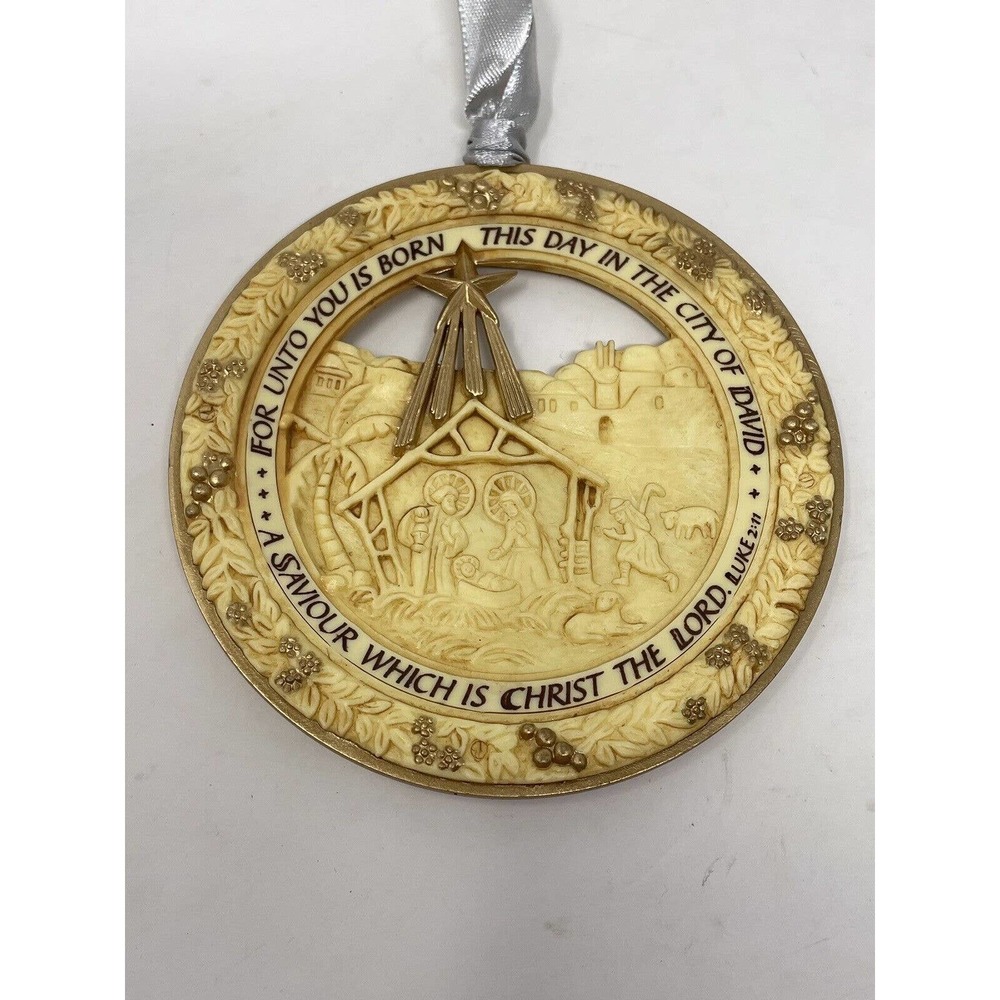 1982 Enesco Nativity Scene Christmas Ornament 4" Jesus Mary Joseph Wise Men